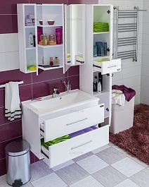 СанТа Мебель для ванной Омега 80 подвесная, зеркало Стандарт – фотография-2