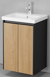 Velvex Тумба с раковиной Klaufs 50 черная/дерево – фотография-1