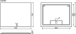 Sancos Зеркало Square 2.0 90 с подсветкой с бесконтактным выключателем – фотография-9