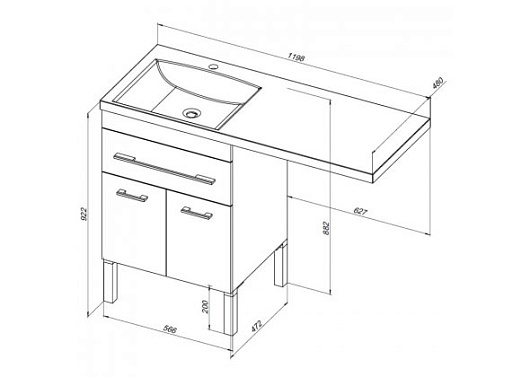 Aquanet Тумба с раковиной Верона 120 L напольная черная – картинка-3