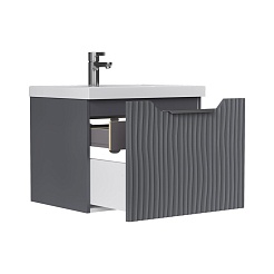 Equil Тумба под раковину Mirage 60 1 ящик подвесная графит софт – фотография-2