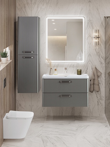 BelBagno Тумба под раковину Due 80 без ручек подвесная Сатин – фотография-12