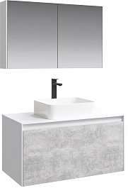 Aqwella Тумба с раковиной Mobi 100 белый/бетон светлый – фотография-4