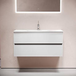 Sancos Тумба с раковиной Urban 100 белый глянец раковина Element 101 CN7003 – фотография-2