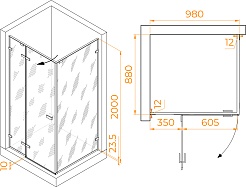 RGW Душевой уголок Stilvoll SV-040B 100x90 профиль черный стекло прозрачное – фотография-7
