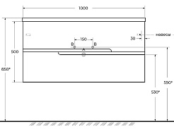 Cezares Тумба под раковину Duet-N 100 подвесная grafito – фотография-9