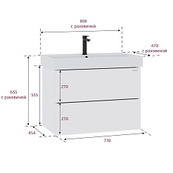 Onika Тумба с раковиной Эсквана 80 подвесная белая – фотография-12