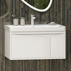 Brevita Тумба с раковиной Cascade 80 подвесная белая – фотография-2