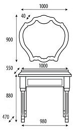 Misty Тумба с раковиной Tiffany 100 белая сусальное золото – фотография-4