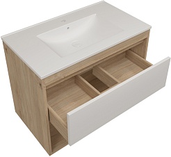 Teymi Тумба под раковину Vitra 80 подвесная без фасада дуб – фотография-3