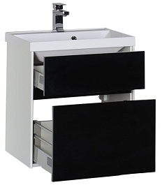 Aquanet Тумба с раковиной "Латина 60" черная 2 ящика (179937) – фотография-3