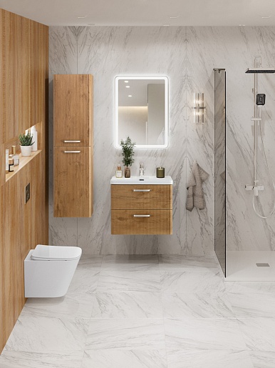 BelBagno Тумба с раковиной Due 50 подвесная Rovere Nature ручки Хром полированный – картинка-17