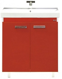 Misty Тумба с раковиной Джулия QVATRO 75 прямая красная – фотография-1