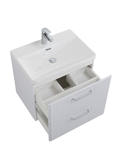 BelBagno Тумба с раковиной Due 60 подвесная Белый металлик ручки Хром полированный – картинка-13