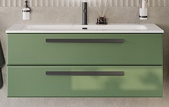 Cezares Тумба с раковиной Eco Cer-N 120 фисташковый софт CZR-8073-120 ручки чёрные – фотография-1