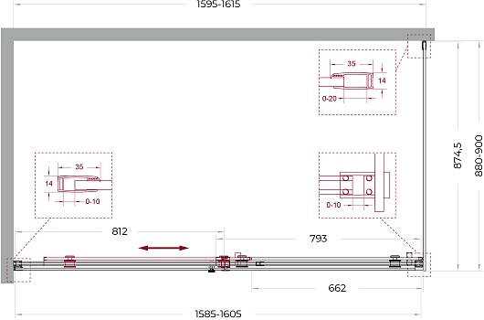 BelBagno Душевой уголок Soft Close-2 SOFT_CLOSE-2-AH-1-160/90-C-GM 160x90 профиль оружейная сталь стекло прозрачное – фотография-12