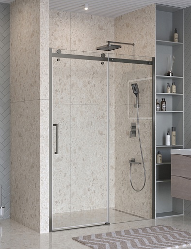 BelBagno Душевая дверь в нишу Marino MARINO-2-BF-1-150-C-GM 150x195 профиль оружейная сталь стекло прозрачное – фотография-2