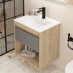 Teymi Тумба с раковиной Vitra 60 подвесная дуб/графит – фотография-4