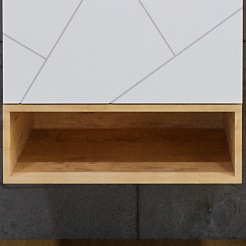 Бриклаер Тумба с раковиной Кристалл 60 с нишей белая/дуб бунратти – фотография-6