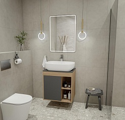 Teymi Тумба с раковиной Nura 70 дуб эврика/графит матовый T60530 раковина T50202 – фотография-2