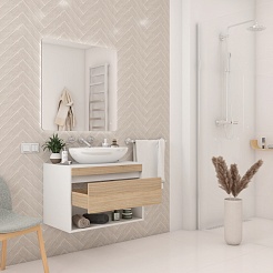 Teymi Тумба с раковиной Ritta 75 Ellie 60 подвесная белый/дуб – фотография-12