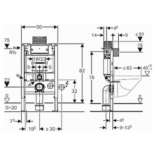 Geberit Система инсталляции Omega 12 111.003.00.1 для подвесных унитазов – картинка-3