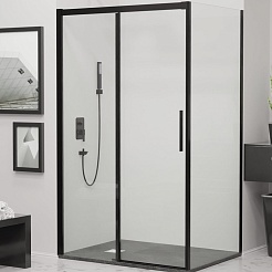 RGW Душевой уголок Leipzig LE-41B (LE-12B + Z-050-2B) 110x100 профиль черный стекло прозрачное – фотография-1