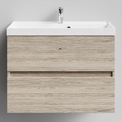 Водолей Тумба под раковину Бест 80 подвесная ореховый дубослив светлый – фотография-1