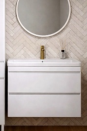 Vivon Тумба с раковиной Atwood 80 подвесная белая матовая – фотография-3