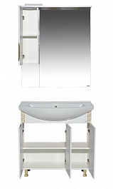 Misty Мебель для ванной Престиж 80 L белая/золотая патина – фотография-11