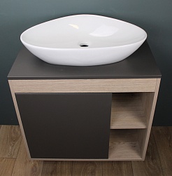 Teymi Тумба с раковиной Nura 80 Ellie 60 подвесная дуб/графит – фотография-5