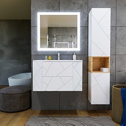 Бриклаер Тумба с раковиной Кристалл 90 белая – фотография-5