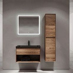 Sancos Мебель для ванной Marmi 1.0 80 дуб чарльстон чёрная раковина  – фотография-3