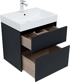 Aquanet Тумба под раковину Бруклин 60 подвесная черная матовая – фотография-7