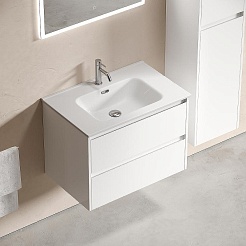 Sancos Тумба с раковиной Libra 70 белый глянец раковина Element 71 CN7007 – фотография-4