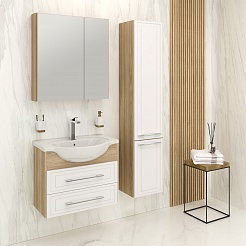 Runo Мебель для ванной Дублин 70 подвесная дуб/белая – фотография-9