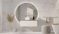 Jorno Тумба с раковиной Solis new 100 белая подвесная со столешницей из массива бука – фотография-2