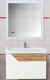Бриклаер Мебель для ванной Брайтон 70 (Комо) белая матовая/дуб кера – фотография-1