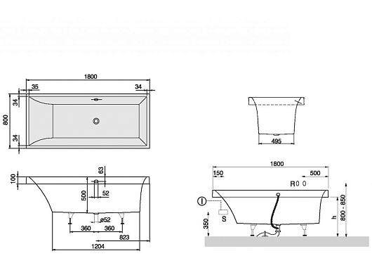 Villeroy & Boch Акриловая ванна "Squaro UBQ180SQR2V-96" star white – картинка-17