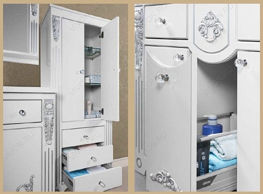 Водолей Тумба с раковиной "Версаль 120" белая/серебро – картинка-3