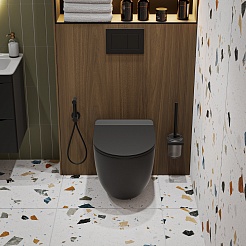 Vivon Унитаз подвесной Colett PDBL02 безободковый с быстросъёмным сиденьем микролифт черный матовый – фотография-2