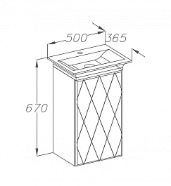  Тумба с раковиной Торус 50 L белый – фотография-3