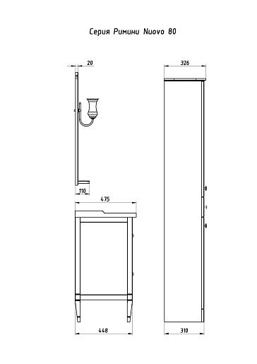 ASB-Woodline Тумба с раковиной Римини Nuovo 80 антикварный орех, массив ясеня – фотография-6