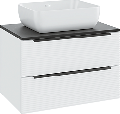 Runo Мебель для ванной Орлеан 70 Cuatro подвесная белая матовая/черный – фотография-2