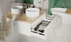 Jorno Тумба с раковиной Solis new 100 белая подвесная со столешницей из массива бука – фотография-6