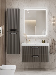 BelBagno Тумба с раковиной Due 80 подвесная Оружейная сталь ручки Хром полированный – фотография-14
