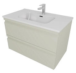 Aquatek Тумба с раковиной Вега 60 подвесная шалфей зеленый – фотография-1