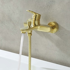 Aquatek Смеситель для ванны с душем Ника AQ1840BG золото шлифованное – фотография-3