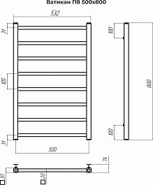 Terminus Полотенцесушитель водяной Ватикан П8 500x800 хром – фотография-3