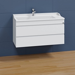СанТа Мебель для ванной Марс 100 2 ящика подвесная белая – фотография-6